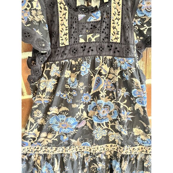 Sea New York Tess Floral Print Mini Dress A Line With Eyelet Lace and Pockets Si - Picture 9 of 12